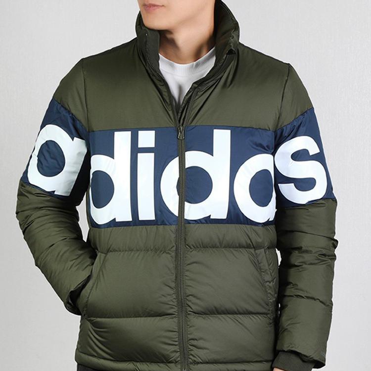 Adidas Neo Color Block Letter Puffer Jacket Winter Men Outerwear Green EI4383