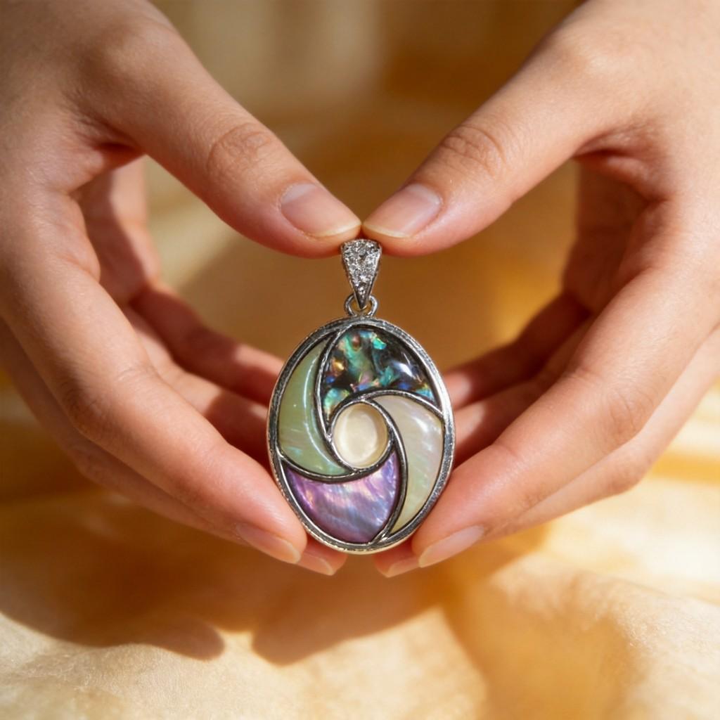 Shell Inlay Geometric Pendant Necklace With Diy Charm For Fashion Enthusiasts