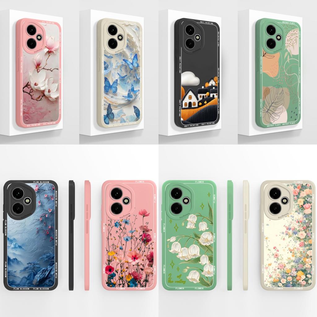For Honor 400 Lite Case For Honor 400 Pro 5G Painted Flower Back Cover Full Protection Soft Funda Liquid Silicone Phone Housing