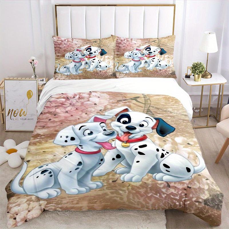 3pcs 101 Dalmatians Quilt Set Cartoon Themed Bed Quilt Set Lovely Character Bedroom Decor Bed Quilt Set Four Seasons (1 Cover + 2Pillowcase NO Co