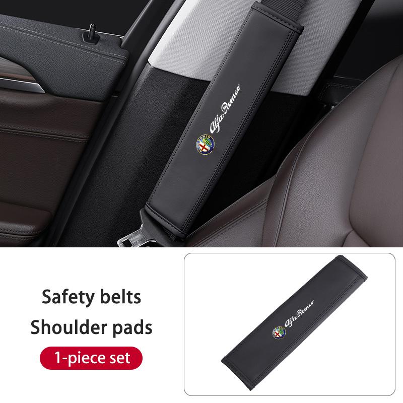 

2026 Hot Alfa Romeo For Alfa Romeo 1/2PCS Car Logo Seat Belt Leather Shoulder Strap Protector Pad Accessories Giulietta GT 159 1