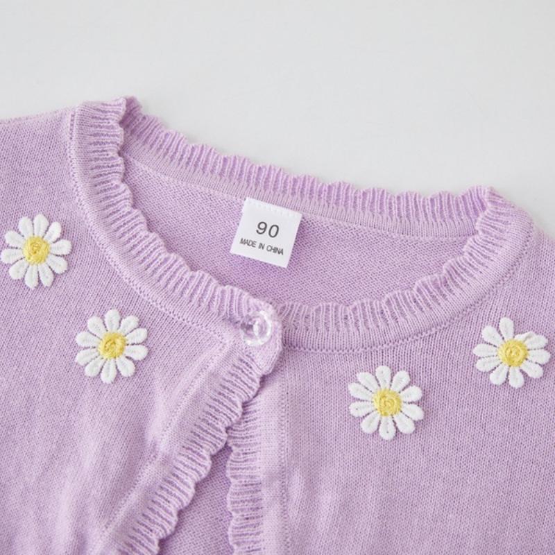 Pure Cotton A-type Sunflower Children's Shawl Summer Air-conditioning Shirt Girls Knitted Cardigan Jacket