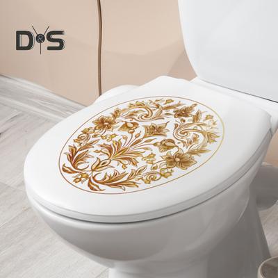 Adesivo de vaso sanitário vintage com flores, removível, autoadesivo, à prova d'água, PVC, arte de parede para sala de estar, decoração de tampa de vaso sanitário, decalque