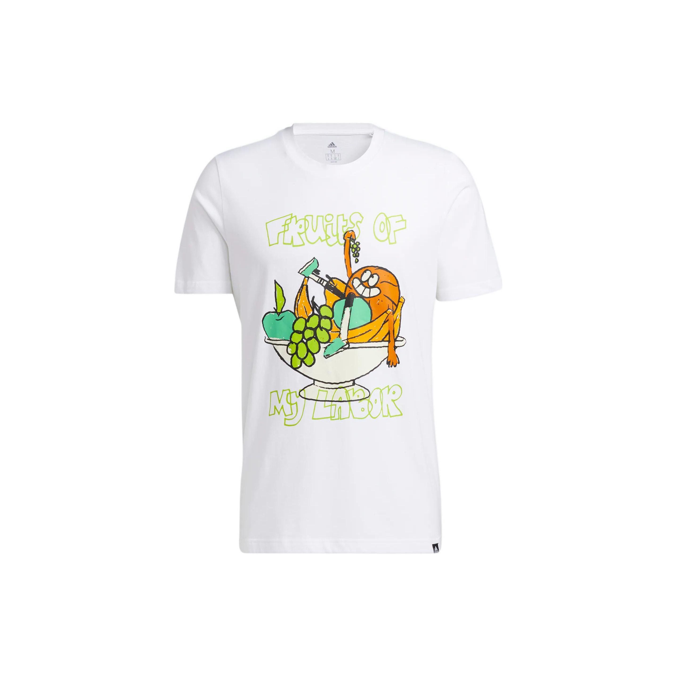 Adidas Cartoon Print Letter Pattern Round Neck Short Sleeve T-Shirt Men Tops White GS7213 L
