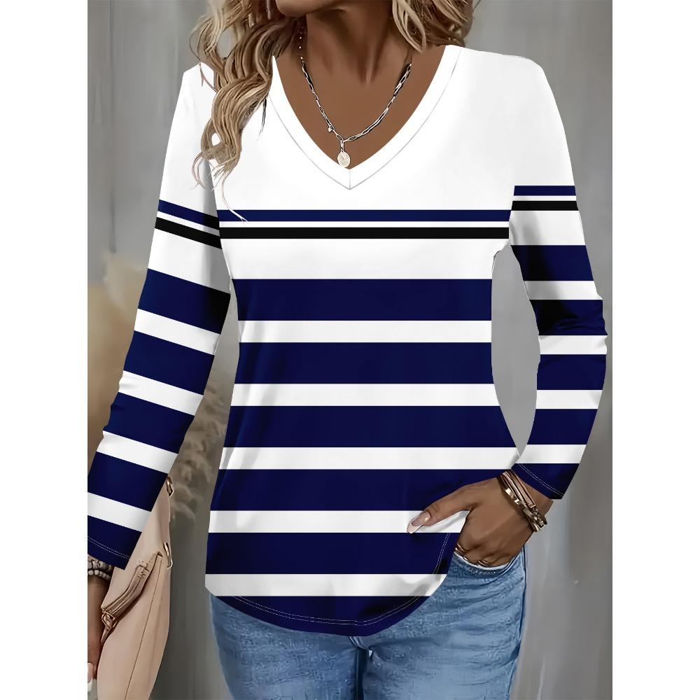 Summer New Fashion 2025 Women’s Casual  Long Sleeve Printed T-shirt