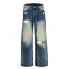 Mens Straight Leg Jeans High Street Trend Distressed Denim Pants