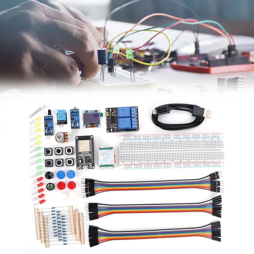 Basis-Einsteiger-Kit für ESP32 ESP-32S WIFI I OT Entwicklungsplatine Lernen Basis-Einsteiger-Kit mit Aufbewahrungsbox Fotowiderstandsmodul