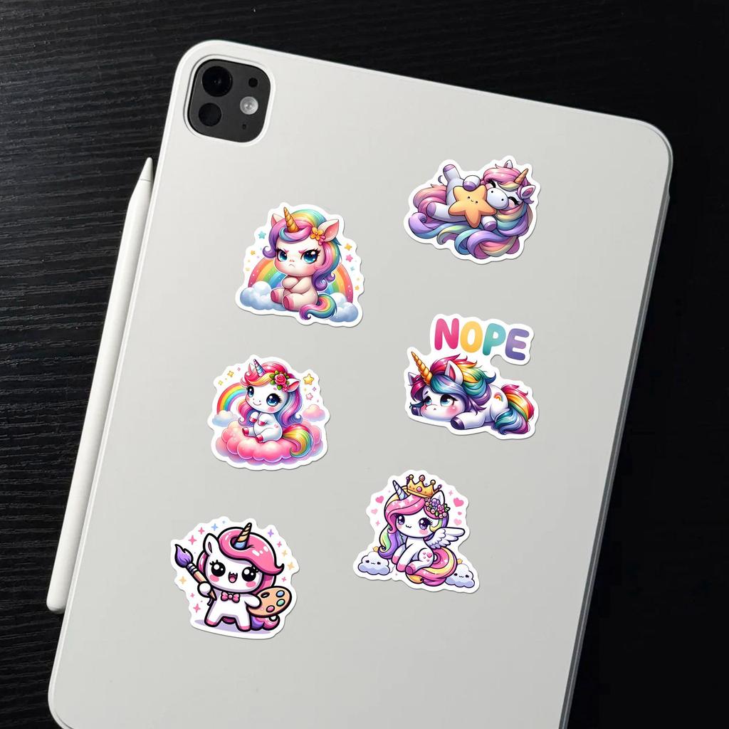 50pcs PVC Cute Rainbow Unicorn Stickers for Notebook & Luggage – DIY Decorative Decals