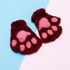 Winter Fingerless Gloves Fluffy Bear for Cat Paw Claw Half Finger Mitten Hand Wa
