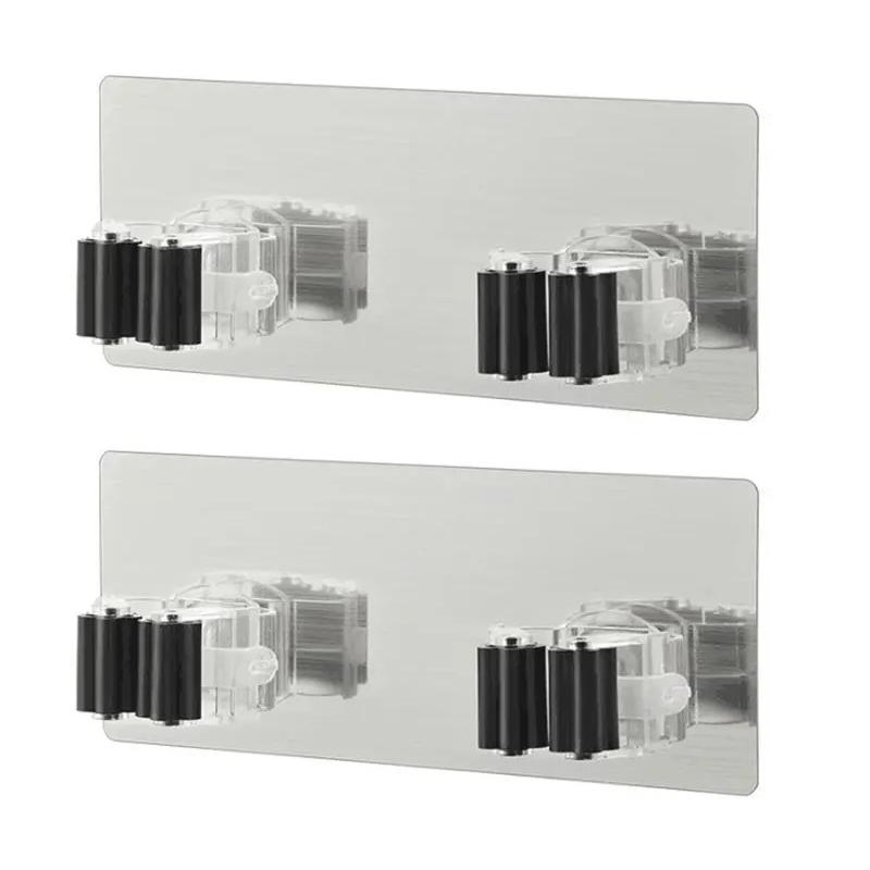 Multipurpose Powerful Mop Clip with No Punching Waterproof and Traceless Mop Hook Wall Mounted Broom Clip Kitchen Broom