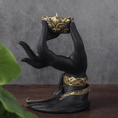 Buddha Hand Beeld Hars Kaarsenhouder, Creatieve Decoratieve Kaarsenstandaard voor Huis, Slaapkamer, Woonkamer en Studeerkamer