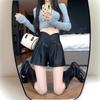 Women's Fall Winter Outer Wear High Waisted Slimming A-Line Wide Leg PU Leather Shorts Black Pants Mini Shorts Versatile Slim Fit Hot Pants