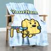 Wow! Wow! Wubbzy Personalized Text Blanket Gift Customizable Blanket Ultra-Soft Suitable for Bed Home Decor Office Livingroom Four Seasons Universal
