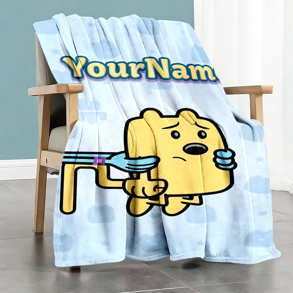 Wow! Wow! Wubbzy Personalized Text Blanket Gift Customizable Blanket Ultra-Soft Suitable for Bed Home Decor Office Livingroom Four Seasons Universal