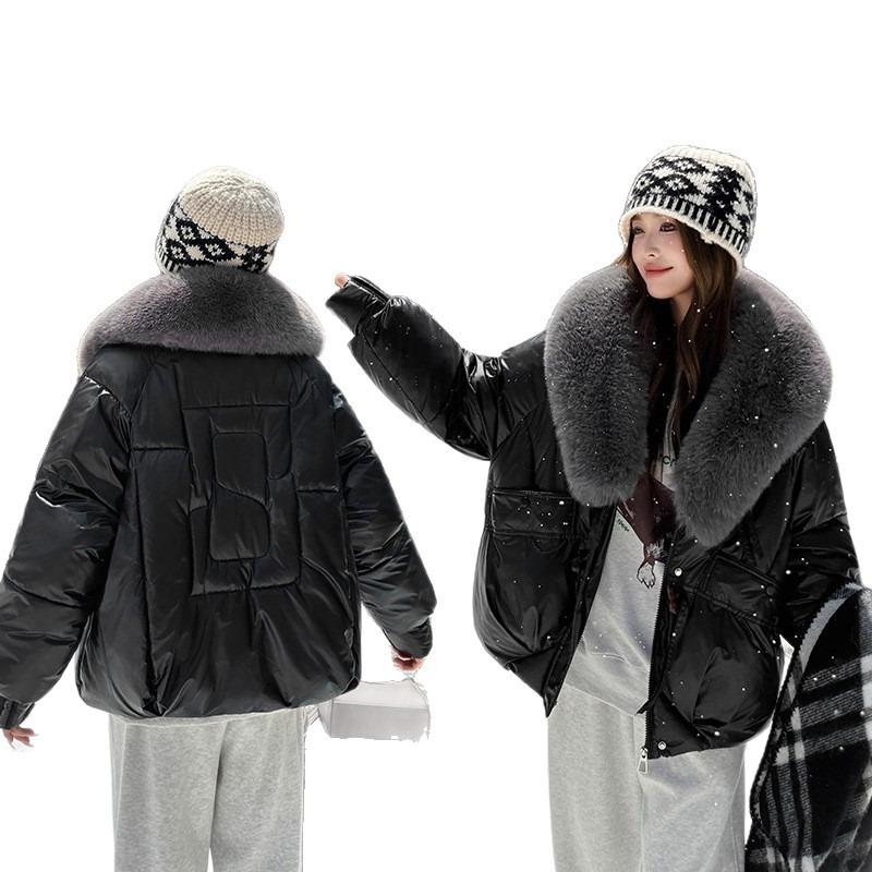 Women's Fashion Short  Jacket Big Fur Lapel Korean Version of The Cotton Coat Winter Bread Coat Thick Coat Jacket