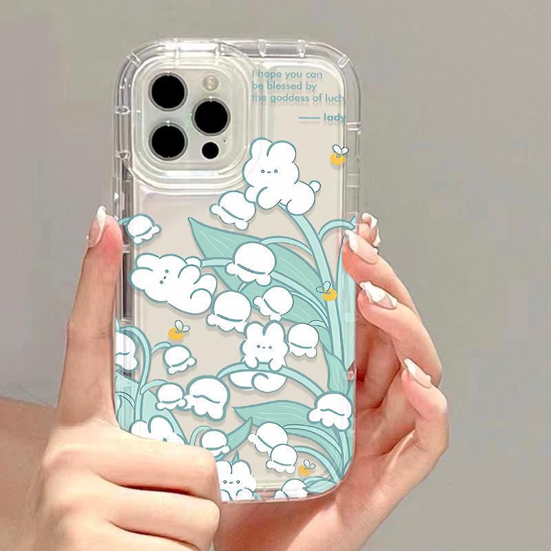 Strawberry Rabbit Phone Case For iPhone 13 Case iPhone 15 11 12 14 16 Pro Max XR XS X 6 7 8 Plus SE Shockproof Clear Cases Coque