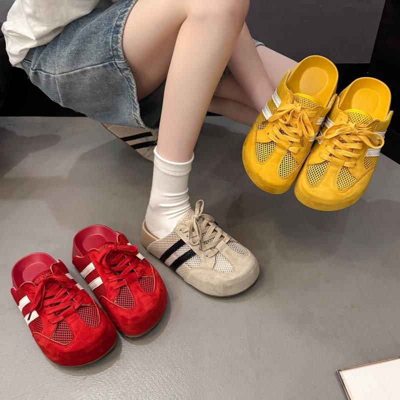 Baotou Half Slippers Women Wear New Spring Retro Comfortable Women's Platform Without Heels Lazy Shoes