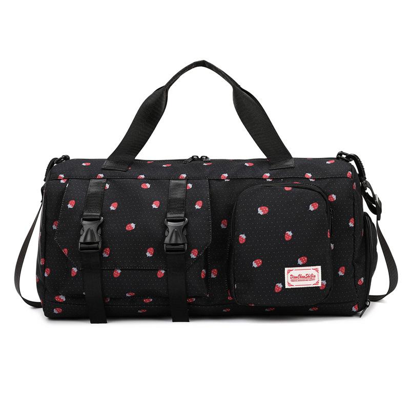 Portable strawberry travel bag Large capacity duffel bag Dry and wet separation fitness bag Independent shoe compartment Storage maternity bag