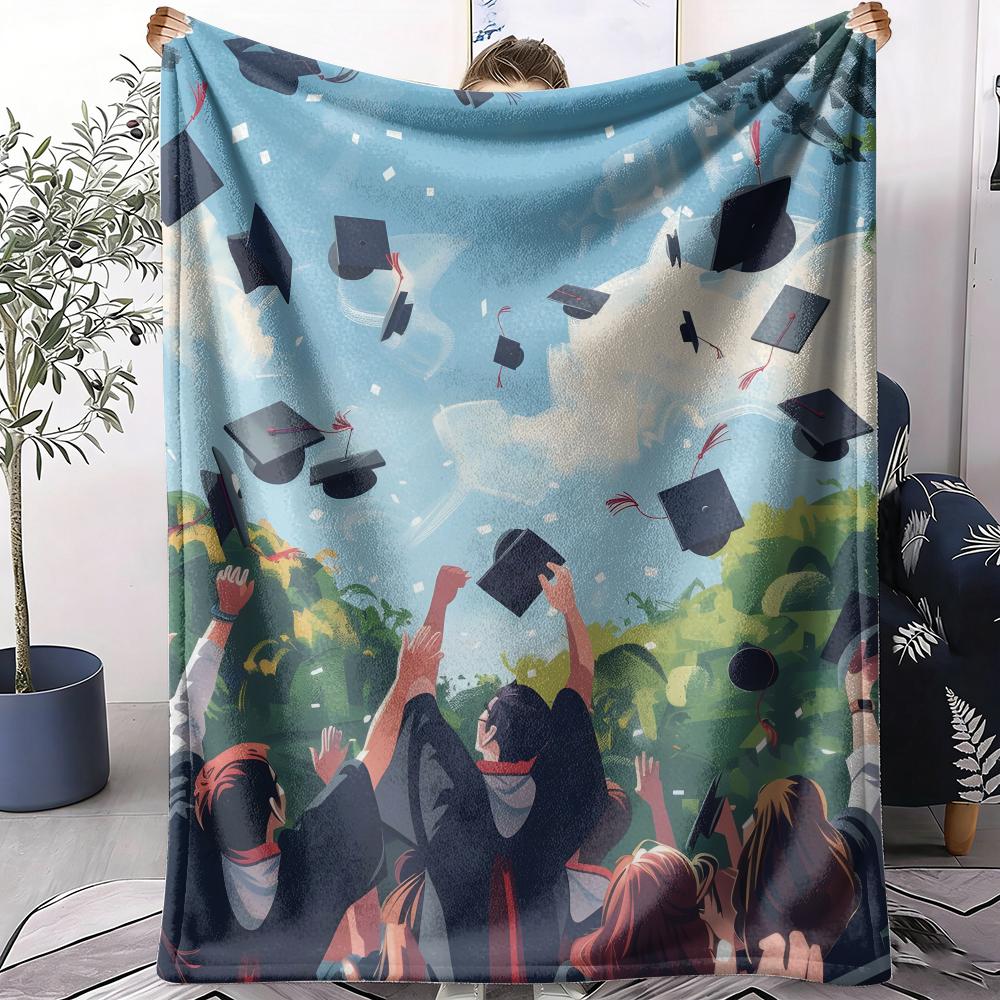 Graduation season Throw Soft Flannel AC Blanket Lightweight Summer Nap Throw Cozy Blanket for Sofa Bed Travel Home