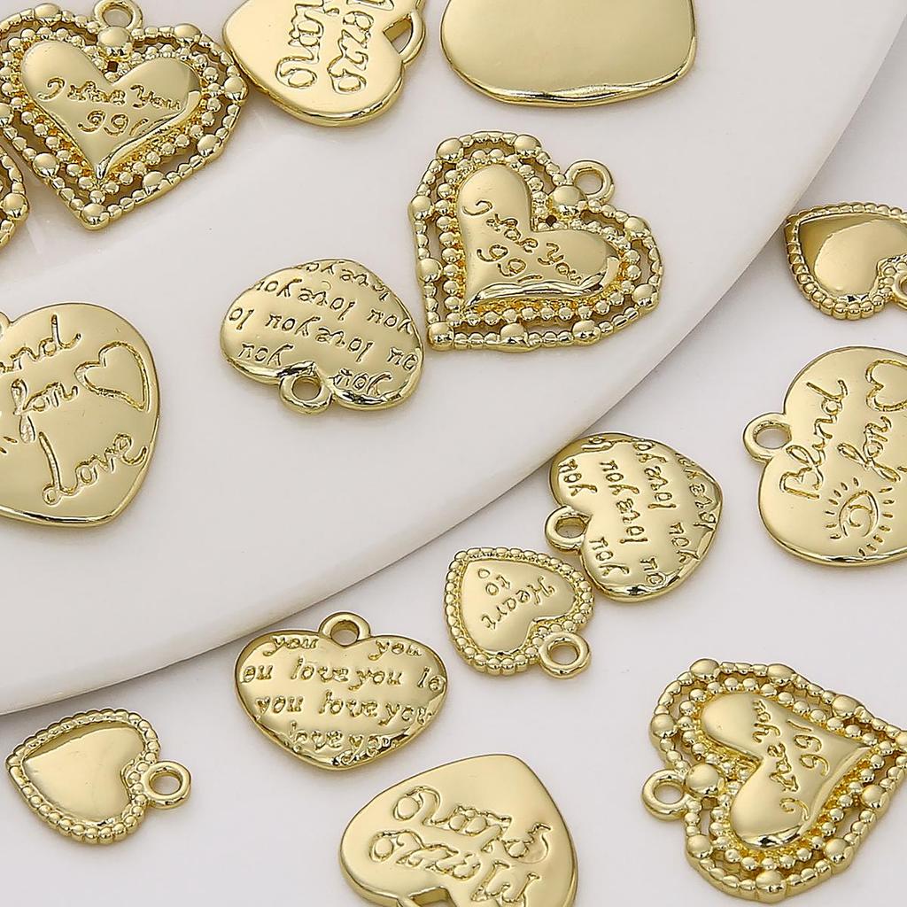 1pc Brass Embossed Heart Charms Lovely Pendnat for Earring Necklace Bracelet Jewelry Making
