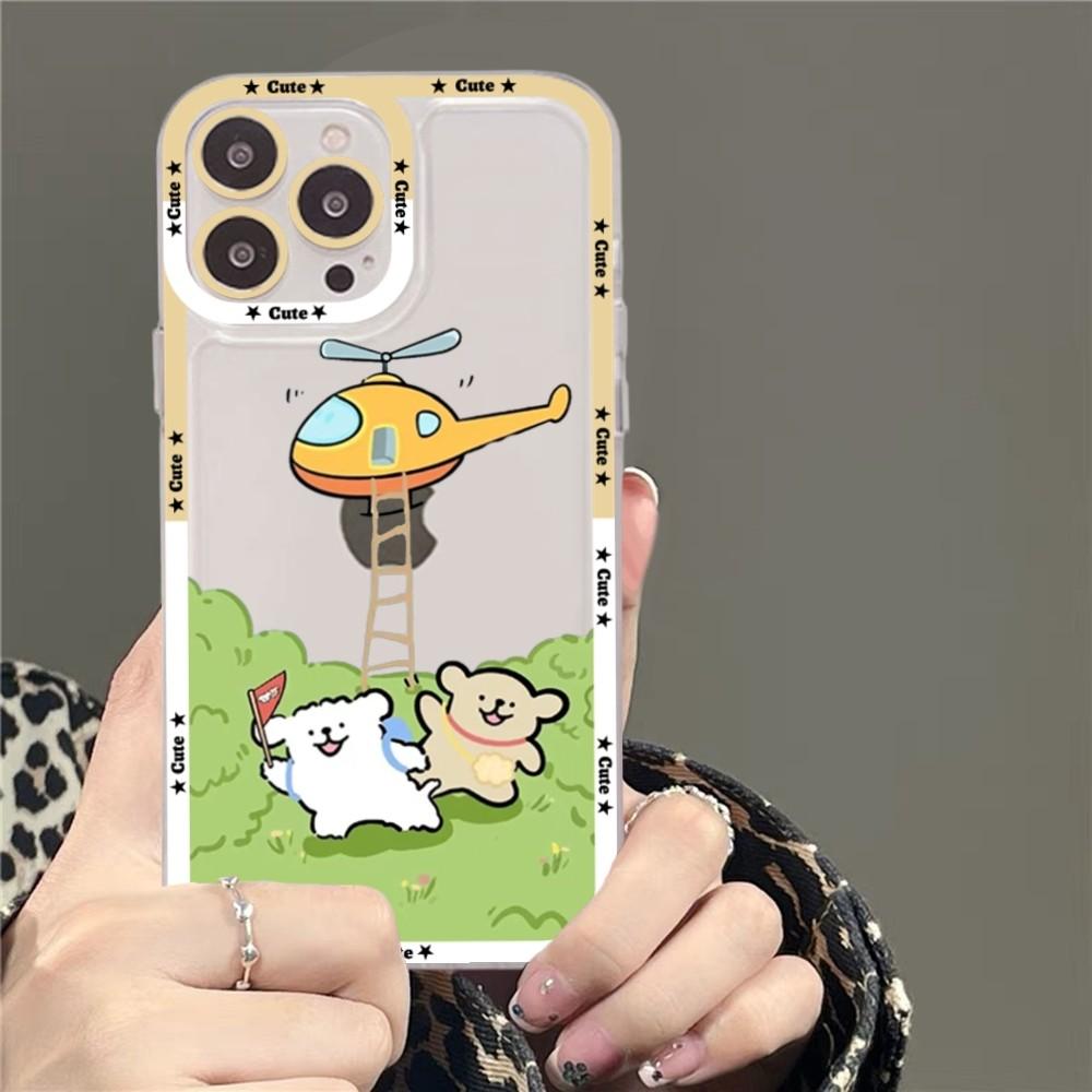 Cartoon Line Dog Phone Case For iPhone 14 13 12 11 Pro Max XS X XR SE 2020 6 7 8 Plus Mini Protective Cover