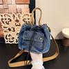 Nowe koreańskie torby crossbody Modna i wszechstronna dżinsowa torba typu worek ze sznurkiem Casualowa i prosta torba na ramię