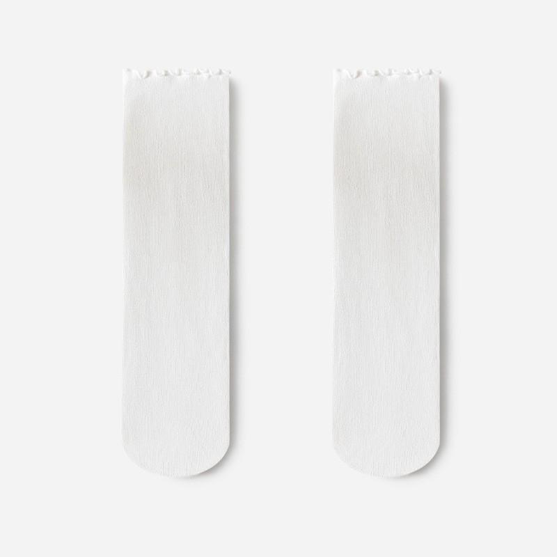 Women's Summer Ruffled Ice Silk Socks – Breathable, Comfortable, Mushroom Edge, Solid Color Slouch Socks