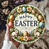 Vintage Easter Metal Wall Art Round Spring Home Decor Hanging Ornament Rustic Farmhouse Seasonal Display