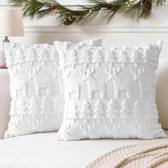 Christmas Plush Pillow Cover 18x18 Inch Decorative Throw Pillow Cover Winter Pillow