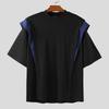 INCERUN Men Round Neck Short Sleeve Patchwork Oversized T-Shirts Tops