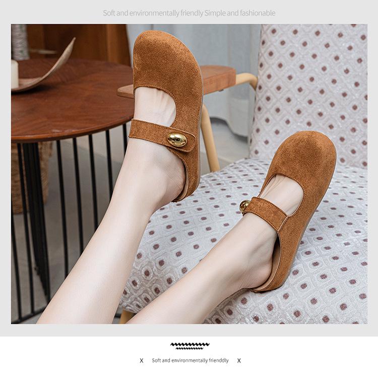 Versatile Women's Closed-Toe Retro Mules with Thick Soles - 2026 Spring Slip-On Casual Shoes