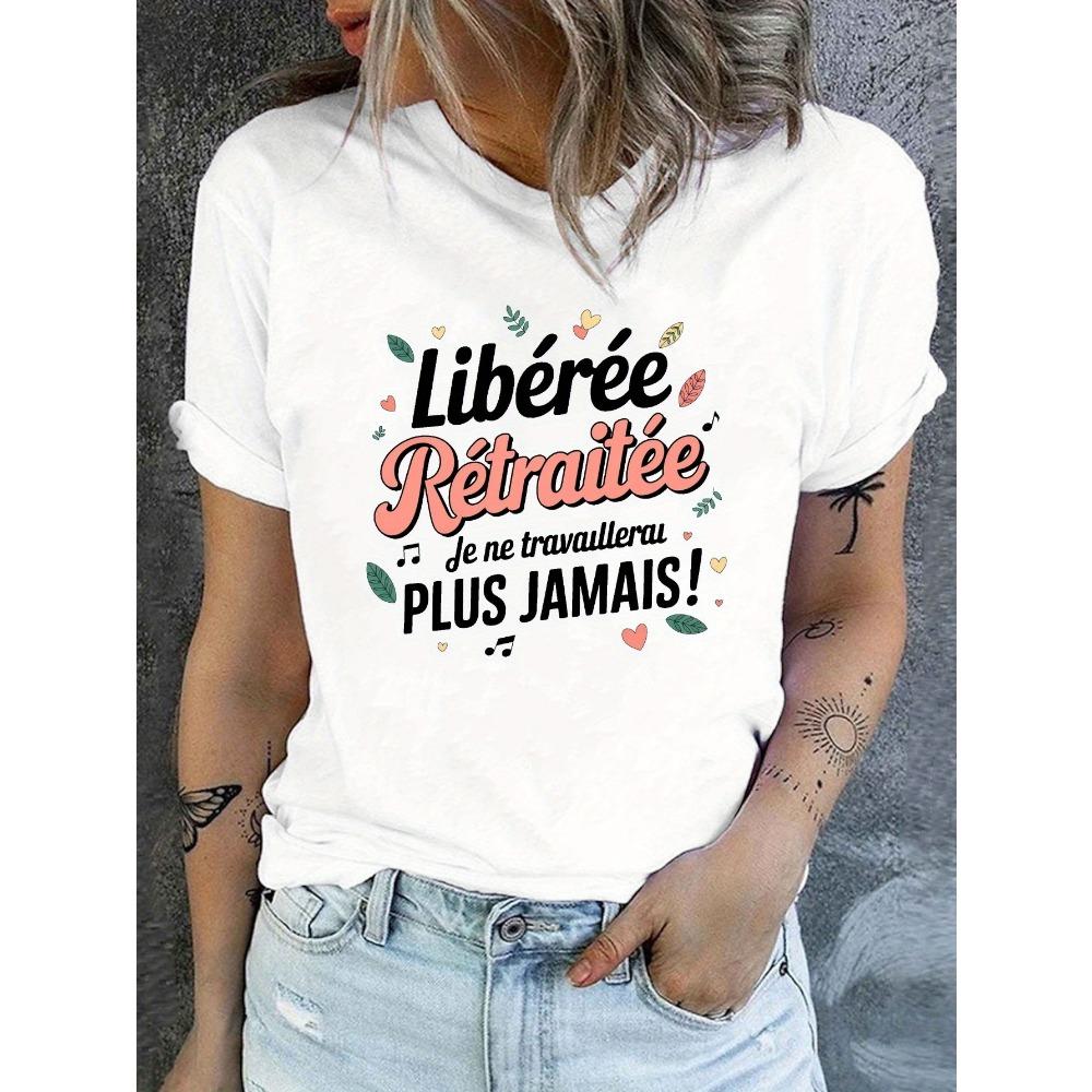 

Pattern Knit Regular Length All-Season Top Everyday Tshirt Women s Casual Crew Neck T-Shirt with Liberated Retired Geometric XS