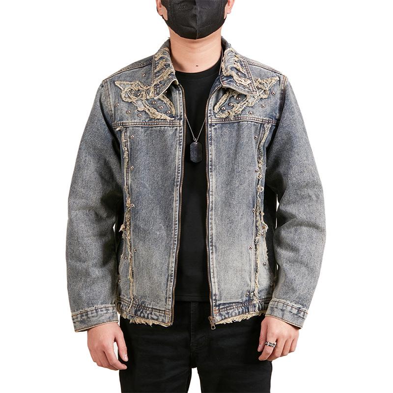 Xintang Men's Plus Size Casual Retro Denim Zipper Jacket - Spring Collection