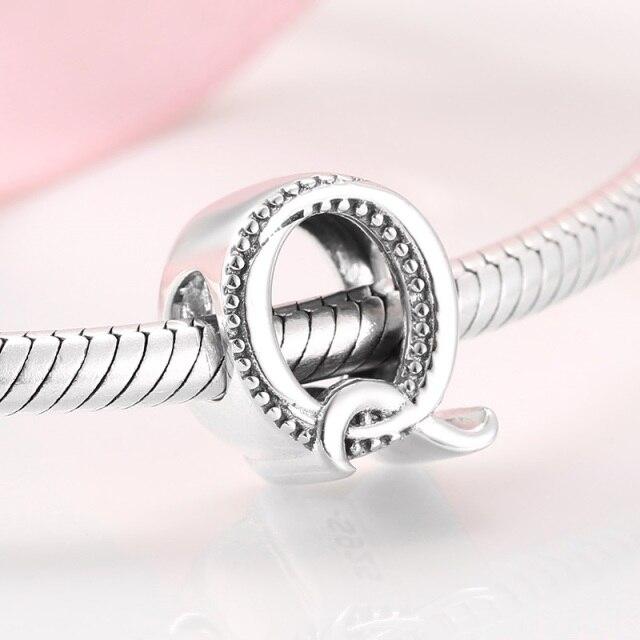 925 Sterling Silver Fashion Delicate A To Z Alphabet Letter Beads Fit Charms 925 Bracelets Bangles Diy Jewelry