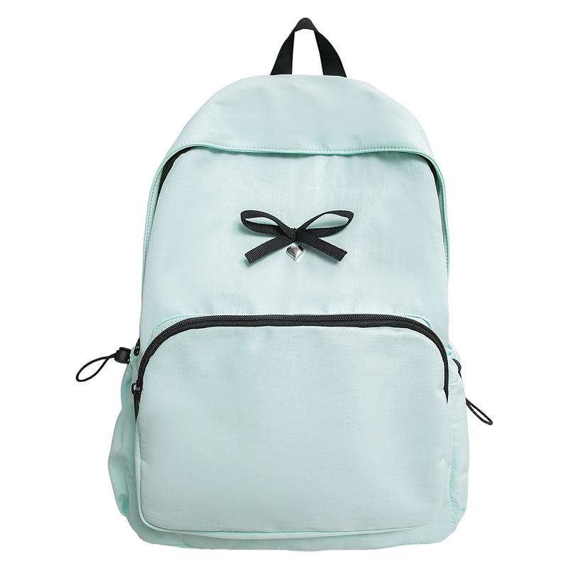 Ballet style bow small schoolbag ins niche junior high school students light travel leisure solid color versatile backpack