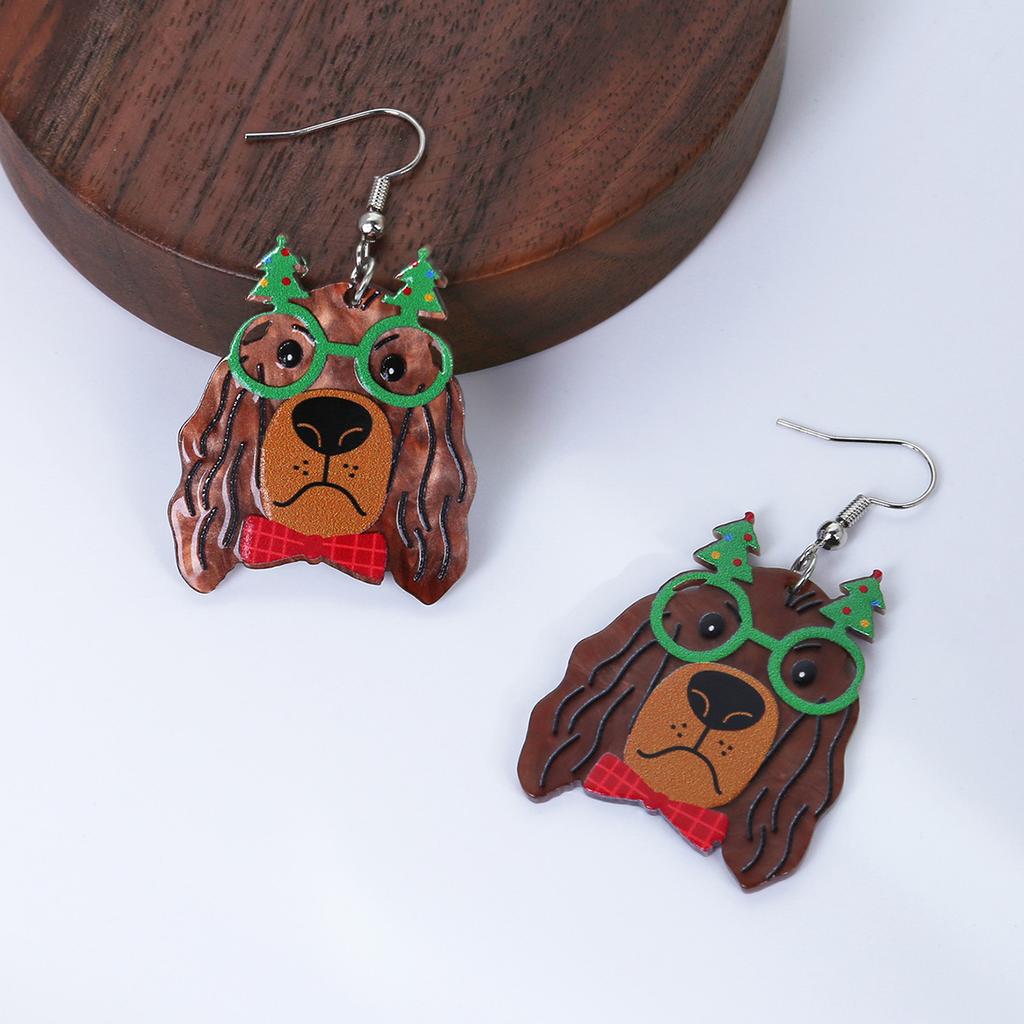 Exaggerated Christmas Elk Snowflake Earrings, Personalized Gloves Snowman Design Acrylic Earrings