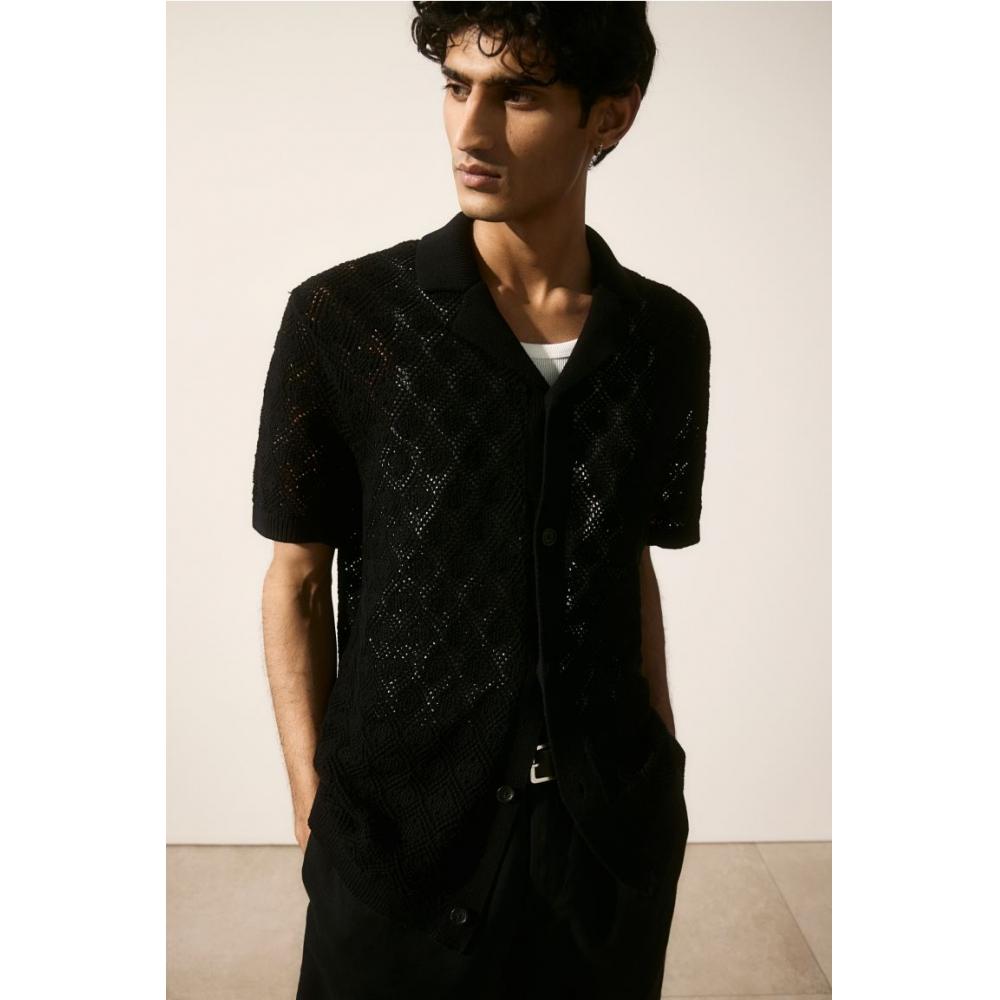 

Рубашка в стиле крючком HM Regular Fit, черная