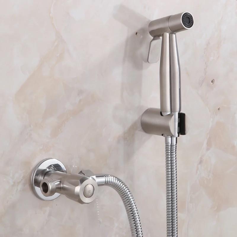Modern Style Portable Handheld Toilet Bidet Sprayer Stainless Steel for Home or Hotel Bathroom Cleaning