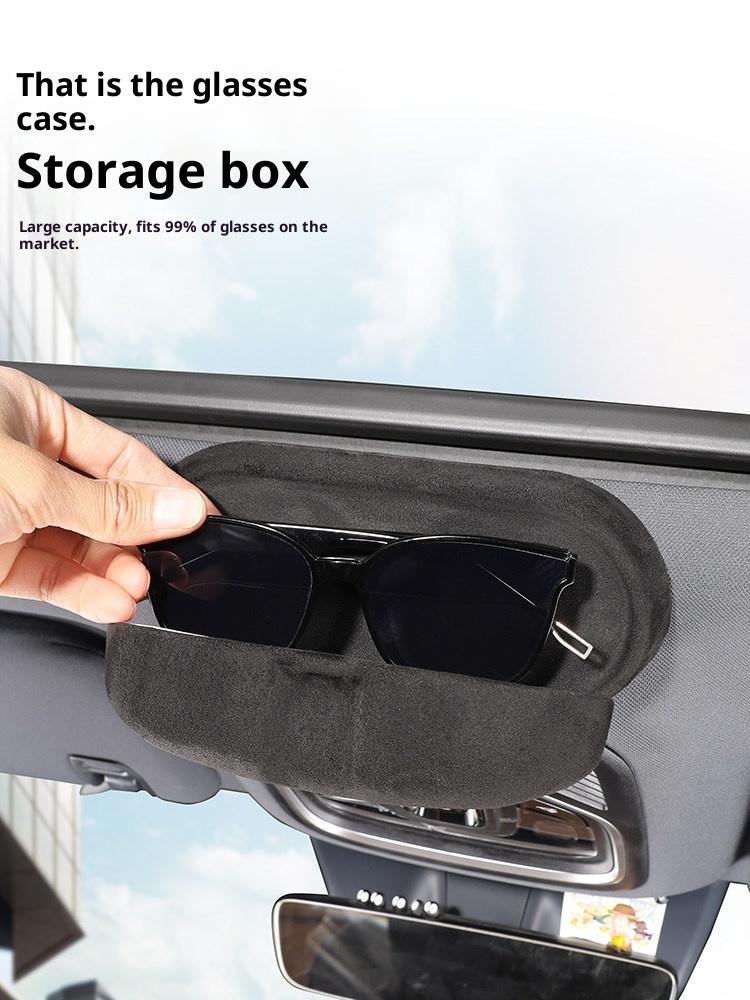 For Geely Starray EM-i Car Premium Suede Sunroof Mount Glasses Storage Organizer Protective Eyeglass Case