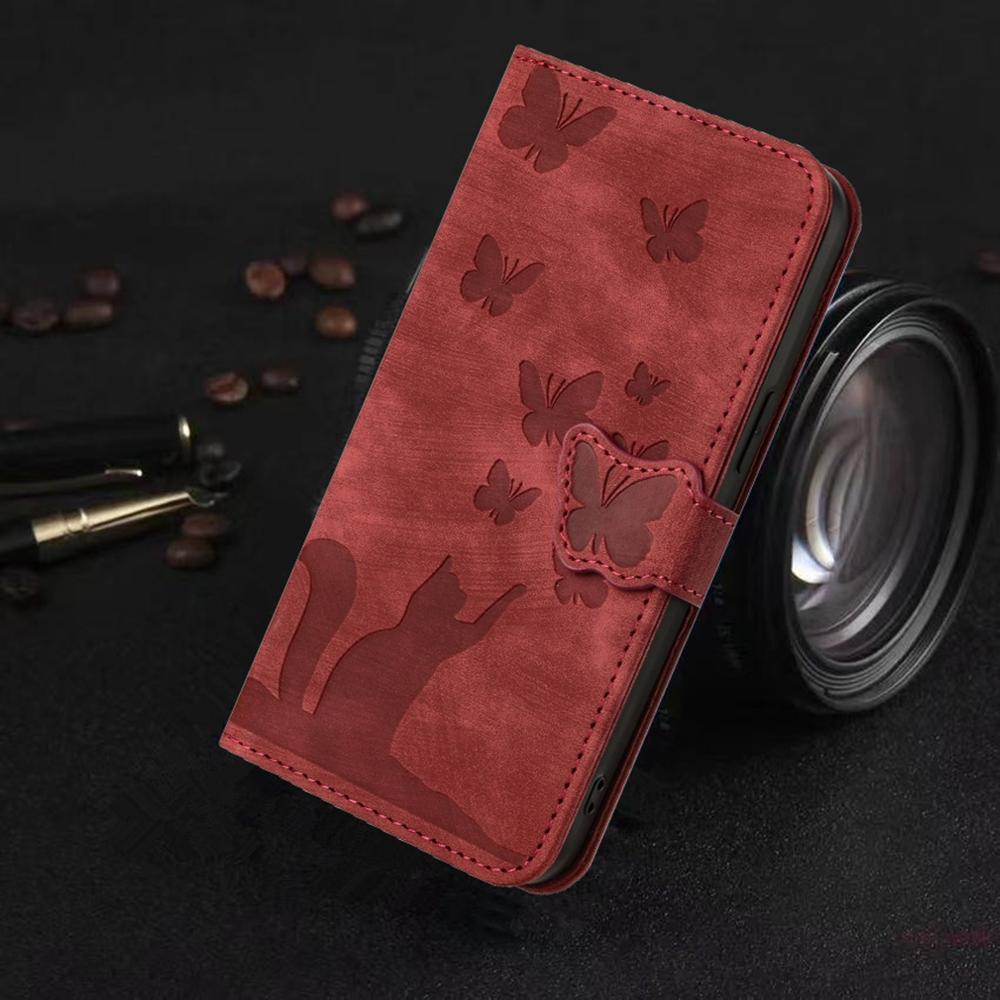 Butterfly Cat Leather Wallet Case for Xiaomi 15 14 11T 12T 13T 14T 15T POCO M3 M6 Plus X5 X3 Pro C65 C75 4G C85 Book Stand Cover