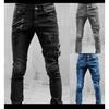 Vintage Slim  Casual Street Style  Men's Fashion Motorcycle JeanHip Hop Retro Denim Jeans Plus Size Plus Size