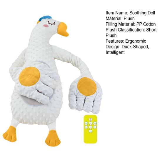 Animal de pluș pentru ajutor de somn pentru bebeluși cu bătăi blânde și muzică, păpușă de pluș huggable pentru sugari, nou-născuți, jucărie calmantă