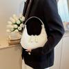 Women PU Leather Half Moon Bag Vintage Small Shoulder Bag for Girls Hobo Handbag Luxury Retro Red Ladies Armpit Purses Totes