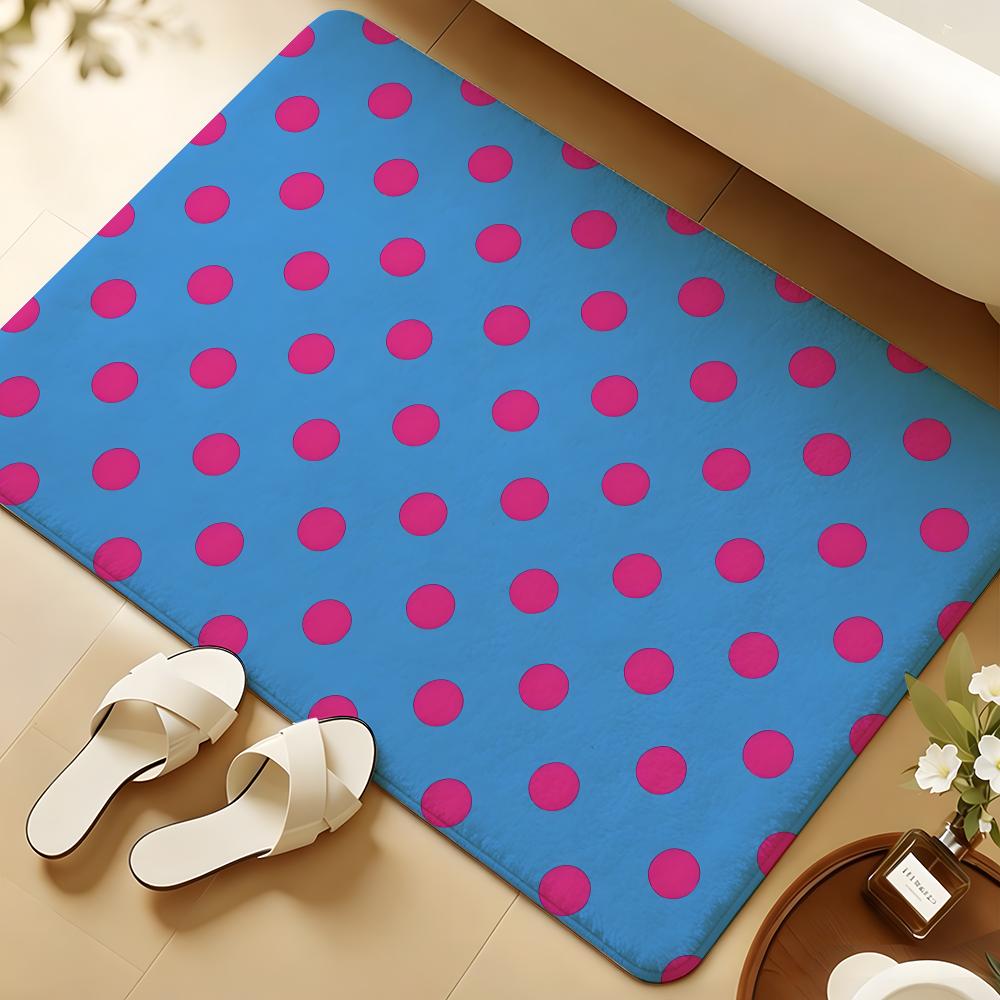 Dot Pattern Floor Mat Soft Flannel Rug Non-Slip Absorbent Mat For Bathroom Bedroom Home Decor