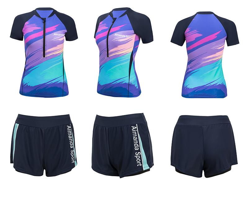 2024 Übergröße Damen Sportlicher Patchwork Zweiteiler Badeanzug