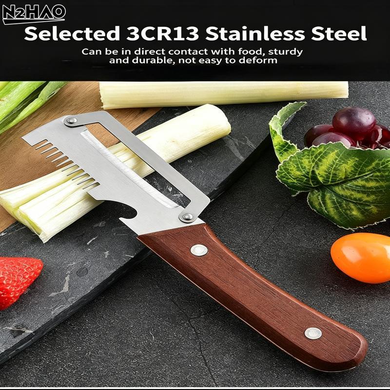 1*Multi-functional Vegetable Peeler, 2026 Ktchen Multi-function Stainless Steel Thickened Fruit Peeler Knife With Wooden Handle