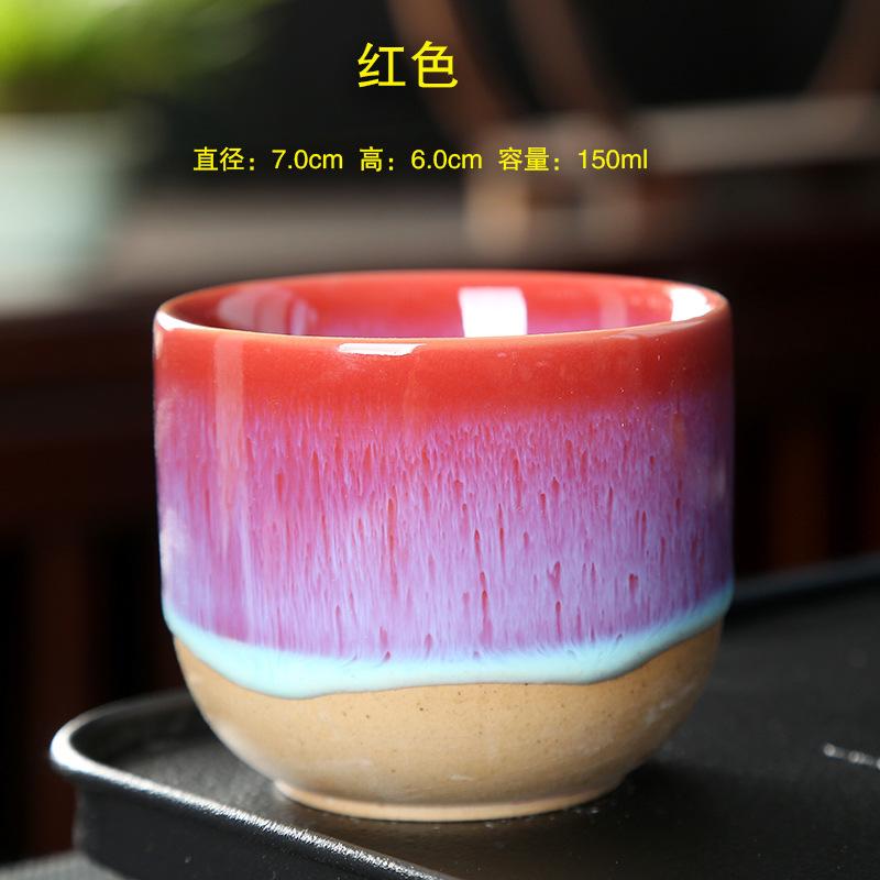 Kiln Change China Ceramic Tea Cup Pottery Jianzhan Drinkware  Temmoku Glaze Porcelain Kung Fu Cups Set for Water Latte Milk