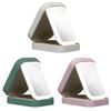 Mini LED Makeup Mirror USB Rechargeable Leather Case Jewelry Case Touch Control 360° Rotation Cosmetic Storage