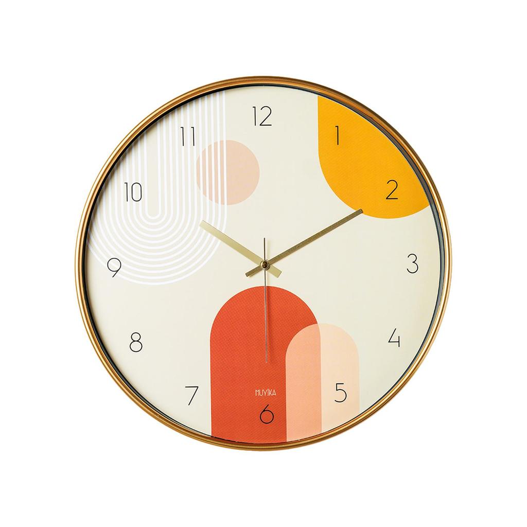 MUYIKA Pino Echtglas-Wanduhr mit geräuschlosem Mechanismus, 42 cm