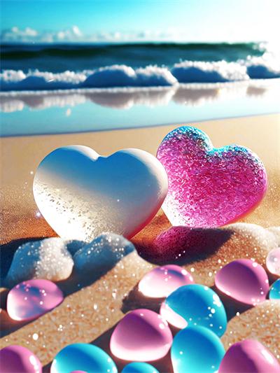 Diamond Painting Embroidery Kit Heart Stone Seaside Home Decor Mosaic Cross Stitch Love Beach Scenery Crystal Picture
